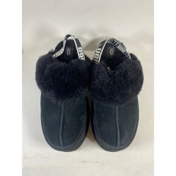 UGG Funkette Black Slippers Women's 9 - Picture 1 of 10